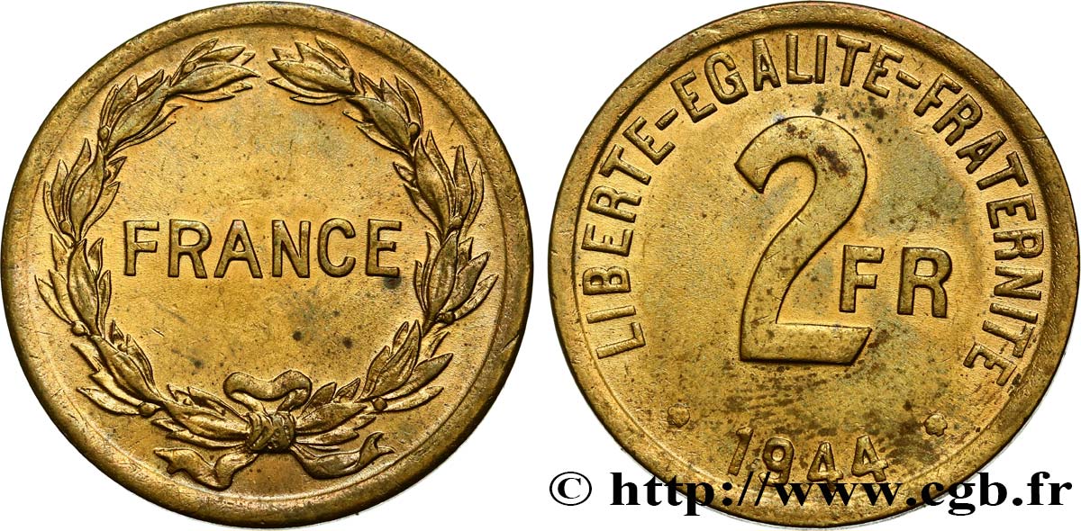 2 francs France 1944  F.271/1 MBC50 