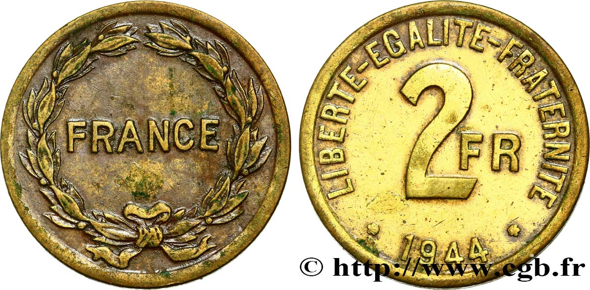 2 francs France 1944  F.271/1 VF 
