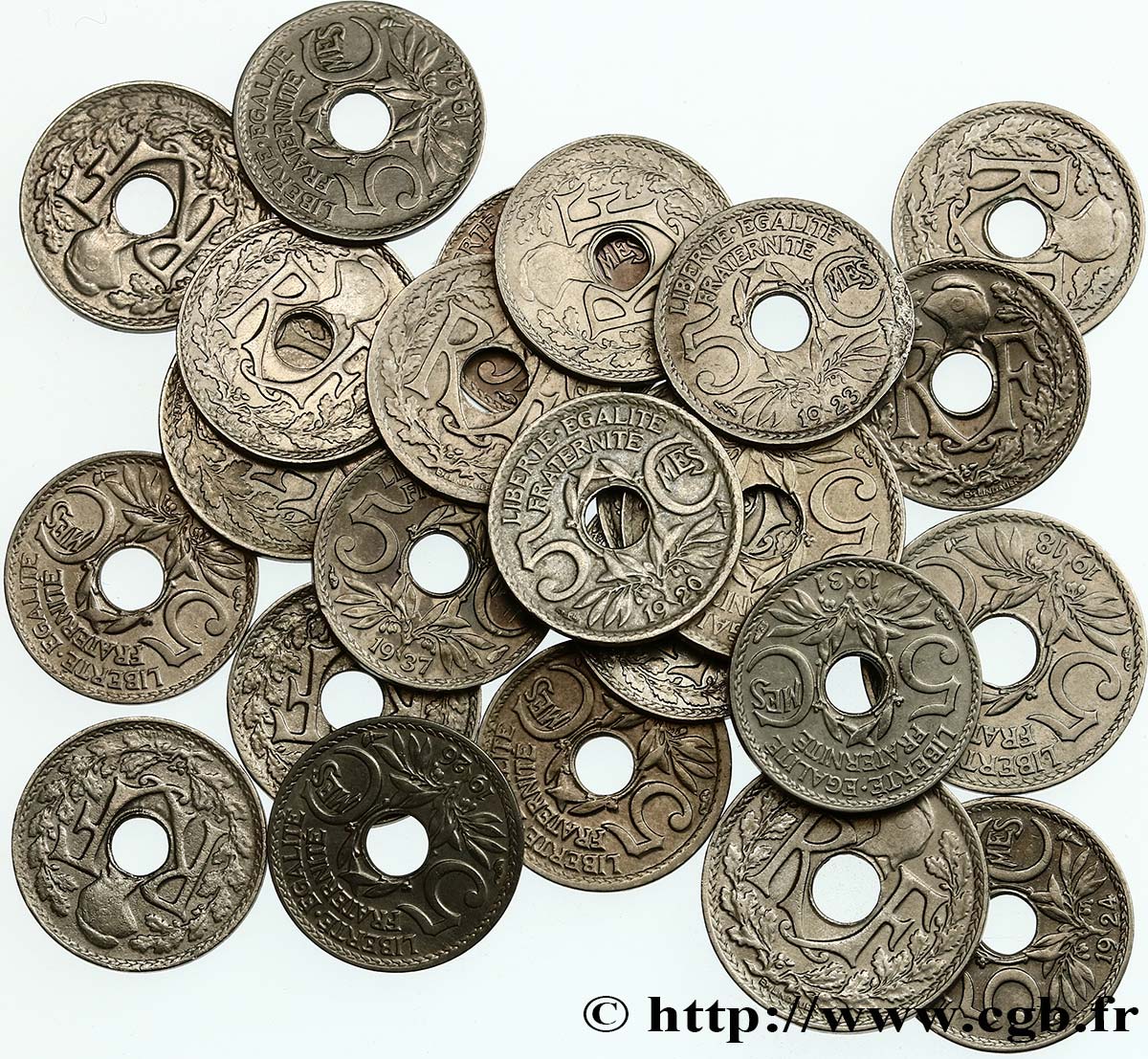 Lot de 4 pièces 5 centimes Lindauer, grand module et de 20 pièces de 5 centimes Lindauer, petit module n.d. s.l. F.121/1-2-3-4 TB/SUP 