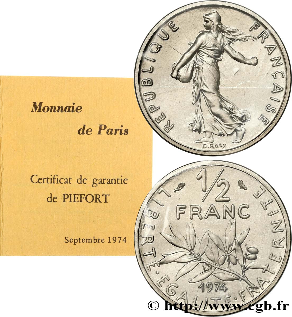 Piéfort nickel de 1/2 franc Semeuse 1974 Pessac F.198/13P FDC 