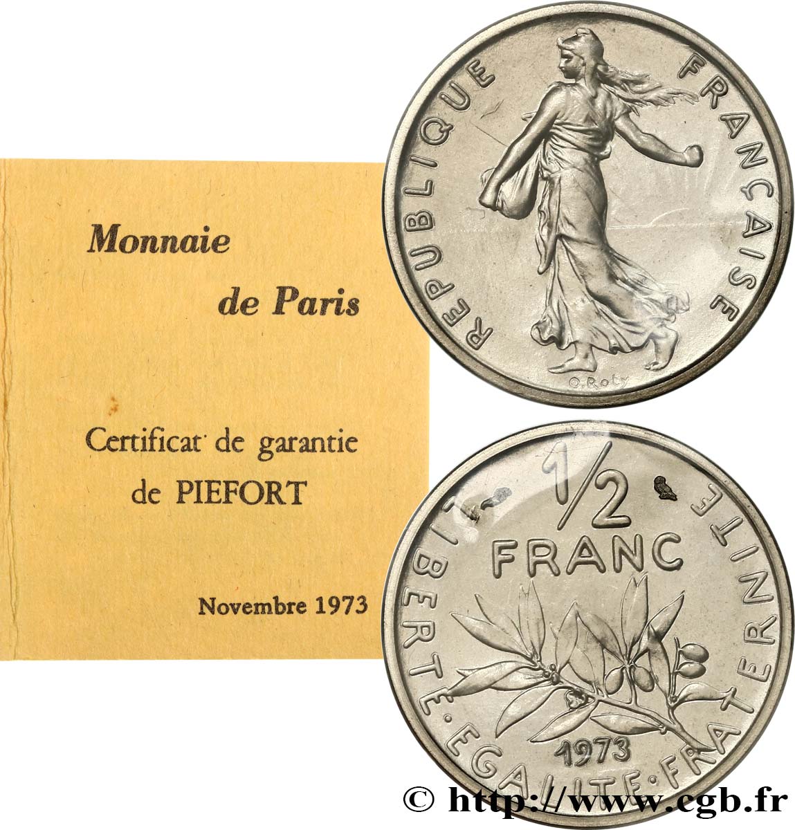 Piéfort nickel de 1/2 franc Semeuse 1973 Paris F.198/12P ST 