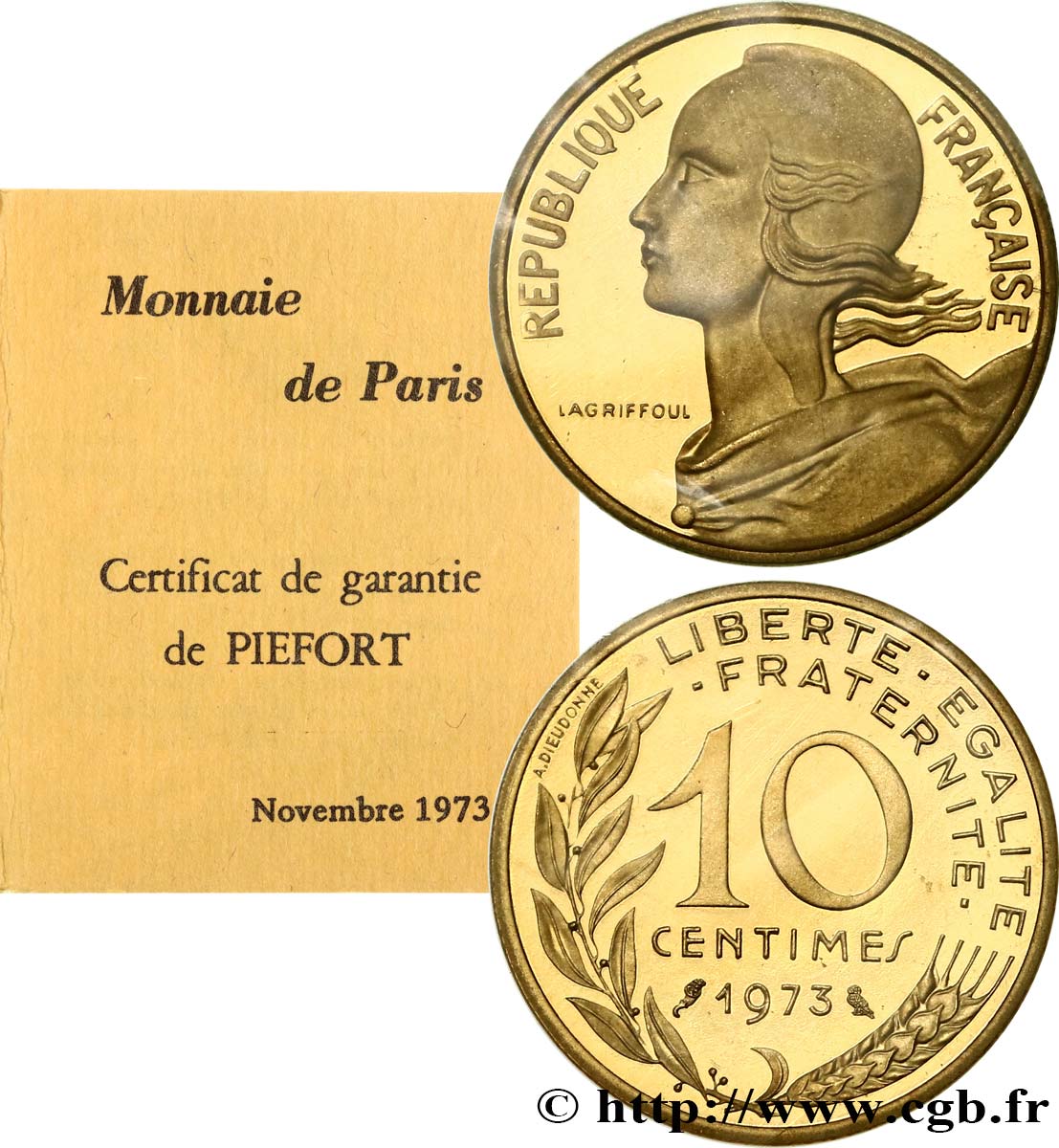 Piéfort Cu-Al-Ni de 10 centimes Marianne 1973 Paris F.144/13P MS 