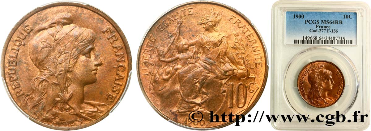10 centimes Daniel-Dupuis 1900  F.136/8 SPL64 PCGS