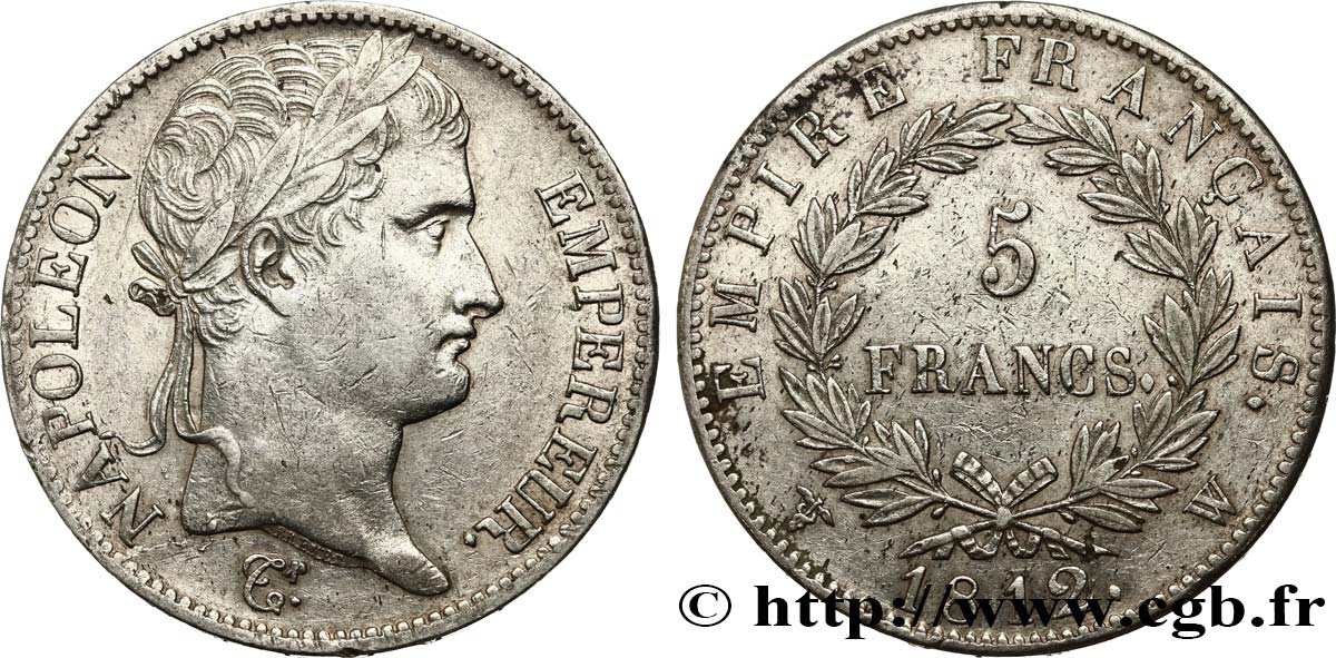 5 francs Napoléon Empereur, Empire français 1812 Lille F.307/57 MBC48 