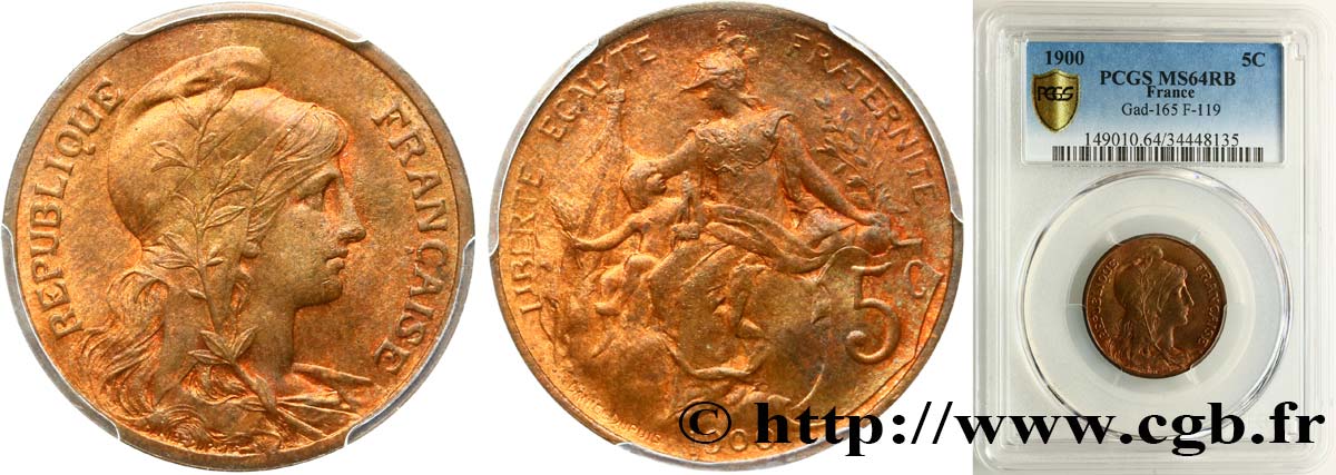 5 centimes Daniel-Dupuis 1900  F.119/9 MS64 PCGS
