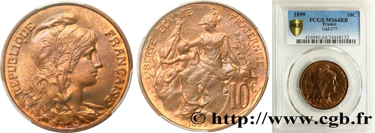 10 centimes Daniel-Dupuis 1899  F.136/7 MS64 PCGS