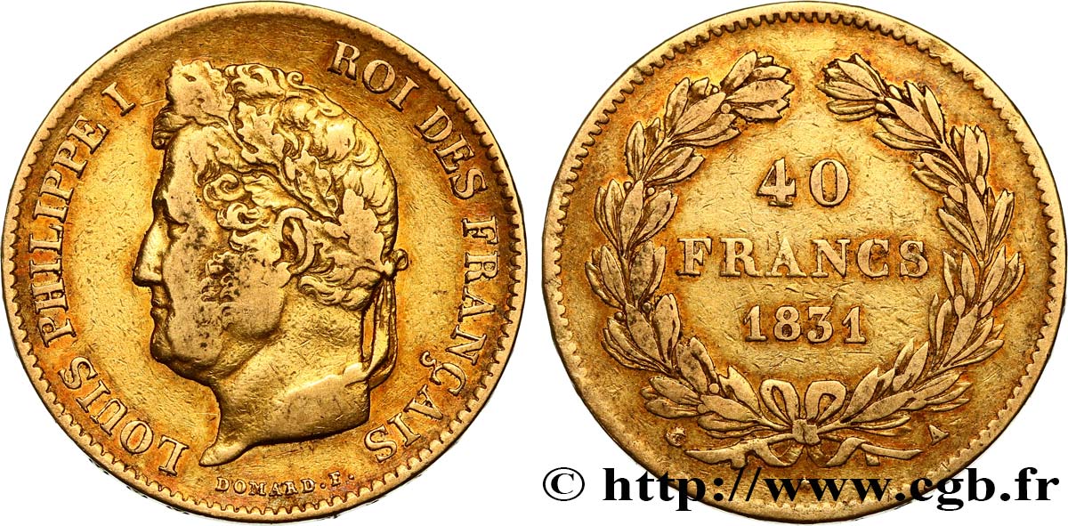 40 francs or Louis-Philippe 1831 Paris F.546/1 BC 
