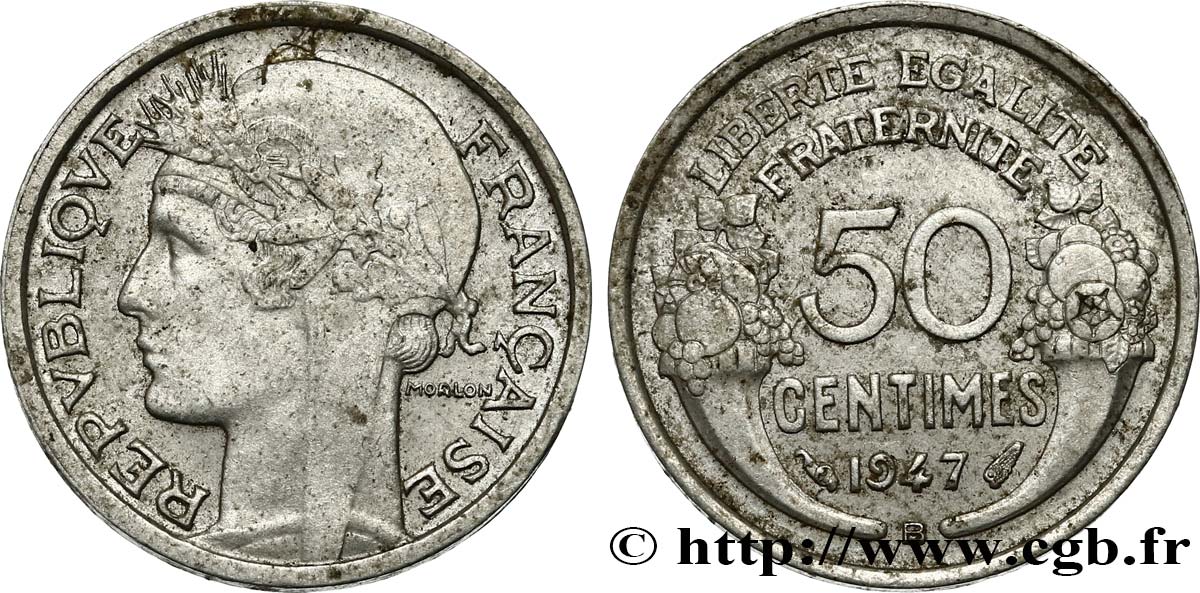 50 centimes Morlon, légère 1947 Beaumont-le-Roger F.194/11 TTB52 