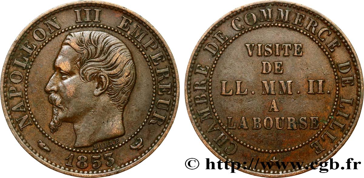 Module de cinq centimes, Visite impériale à Lille les 23 et 24 septembre 1853 1853 Lille VG.3367  XF48 