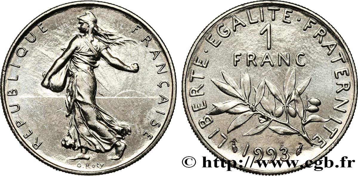 1 franc Semeuse, nickel 1993 Pessac F.226/40 MS63 