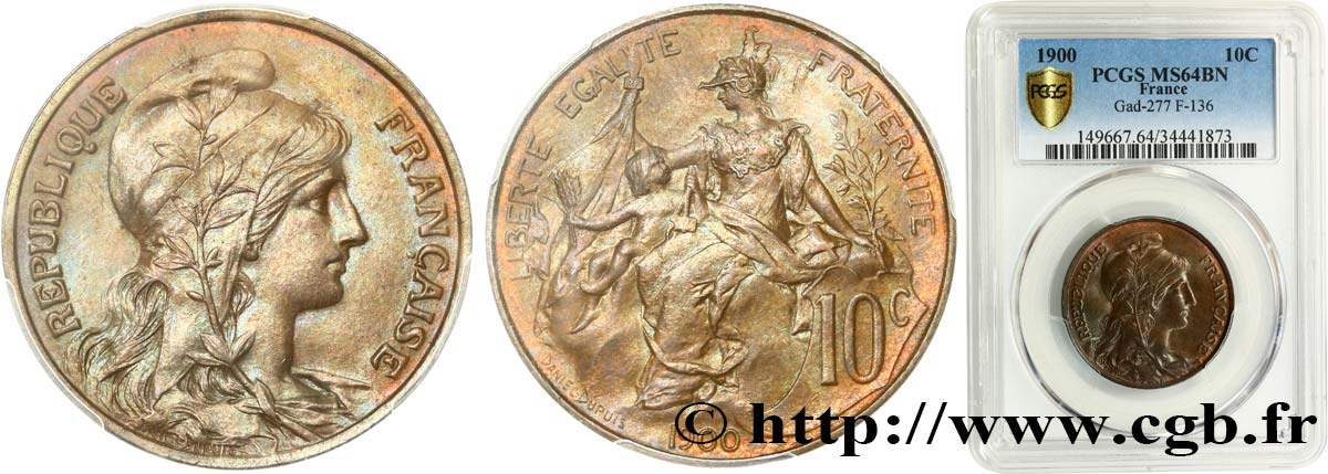 10 centimes Daniel-Dupuis 1900  F.136/8 SPL64 PCGS