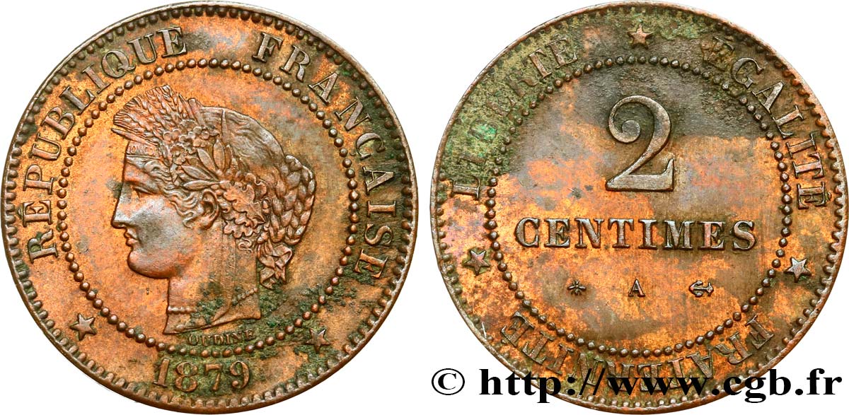 2 centimes Cérès 1879 Paris F.109/5 MBC 