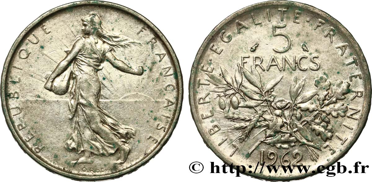 PIECE ARGENT 5 Francs Semeuse De Roty 1962 C Est La Derniere EUR 10,00