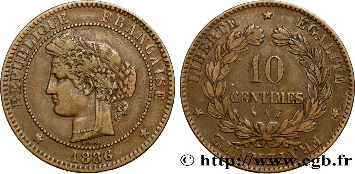 10 centimes Cérès 1886 Paris F.135/30 TB35 