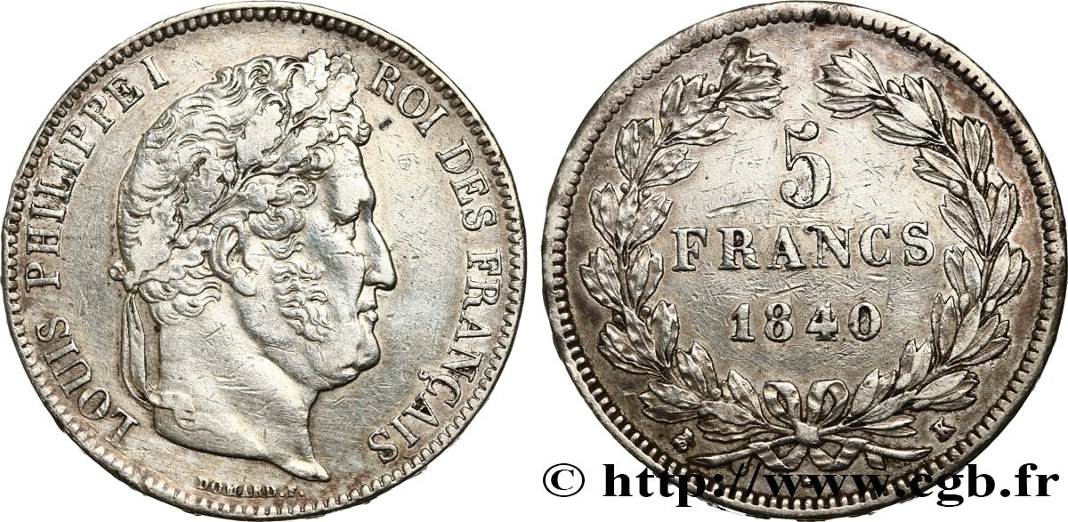 5 francs IIe type Domard 1840 Bordeaux F.324/87 MBC45 