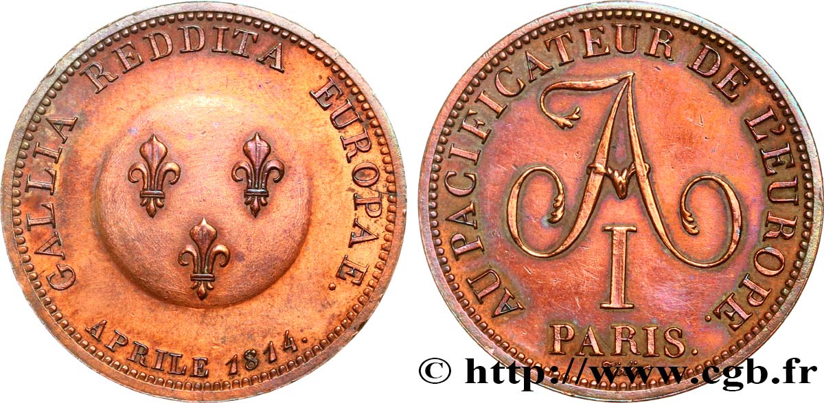 Au Pacificateur de l’Europe, module de 2 francs pour Alexandre Ier de Russie 1814 Paris VG.2351  fVZ 