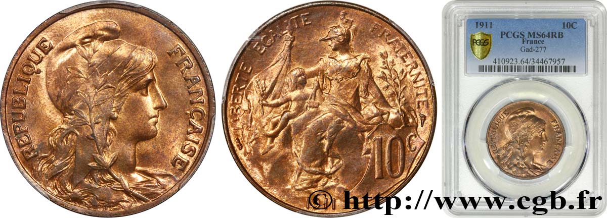 10 centimes Daniel-Dupuis 1911  F.136/20 SPL64 PCGS