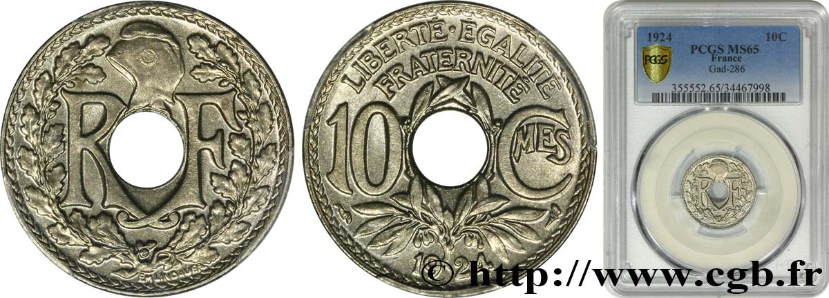 10 centimes Lindauer 1924 Paris F.138/10 ST65 PCGS