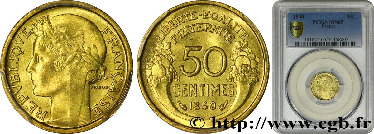 50 centimes Morlon 1940  F.192/17 FDC65 PCGS