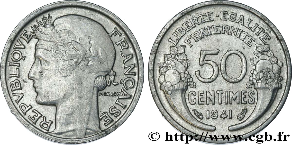 50 centimes Morlon, légère 1941  F.194/2 SUP55 