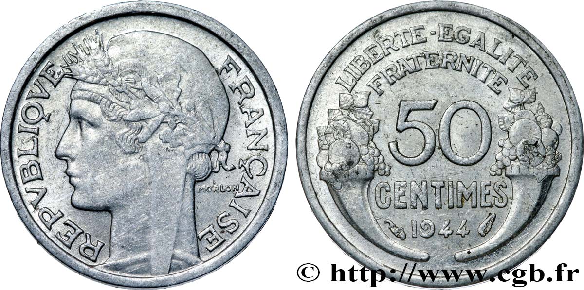 50 centimes Morlon, légère 1944  F.194/3 XF48 