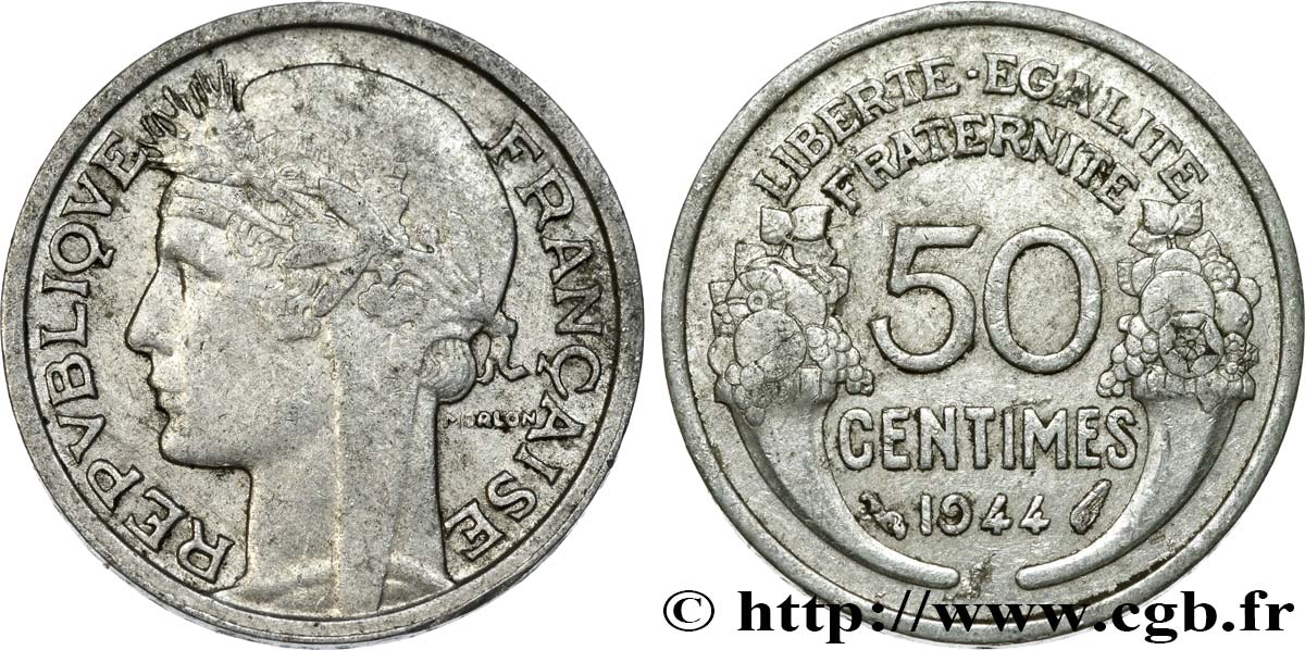 50 centimes Morlon, légère 1944  F.194/3 XF40 