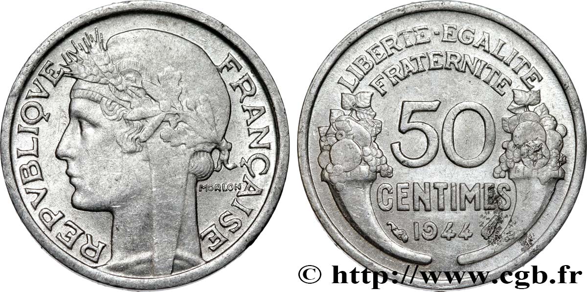 50 centimes Morlon, légère 1944  F.194/3 AU 