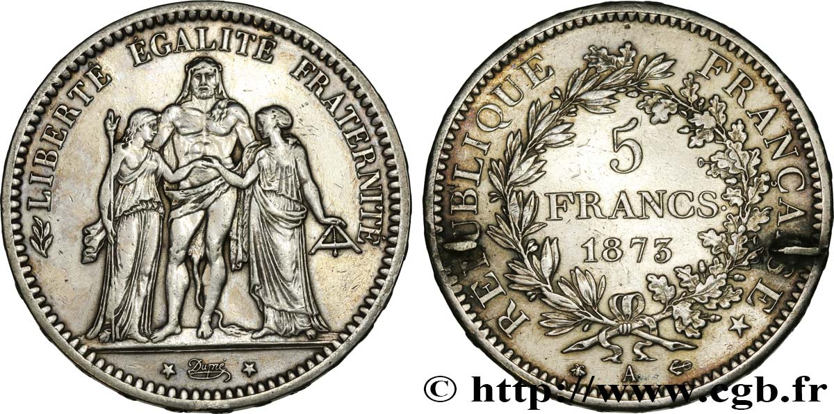 5 francs Hercule 1873 Paris F.334/9 TTB 