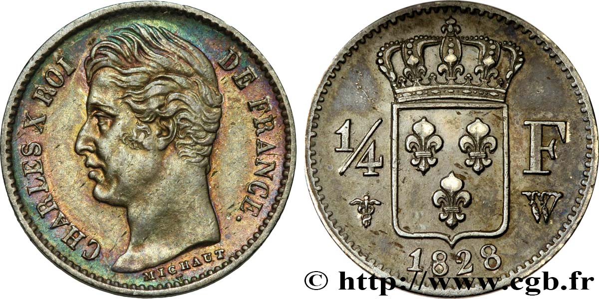1/4 franc Charles X 1828 Lille F.164/28 TTB48 