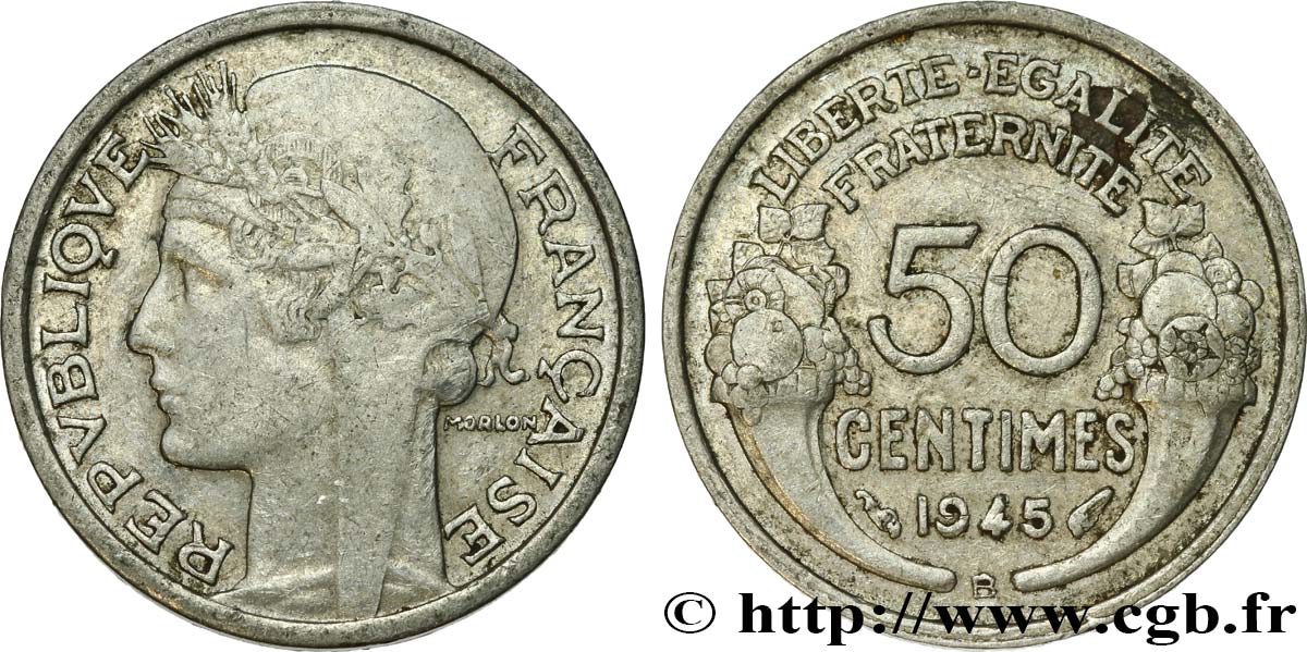 50 centimes Morlon, légère 1945 Beaumont-le-Roger F.194/6 SS48 