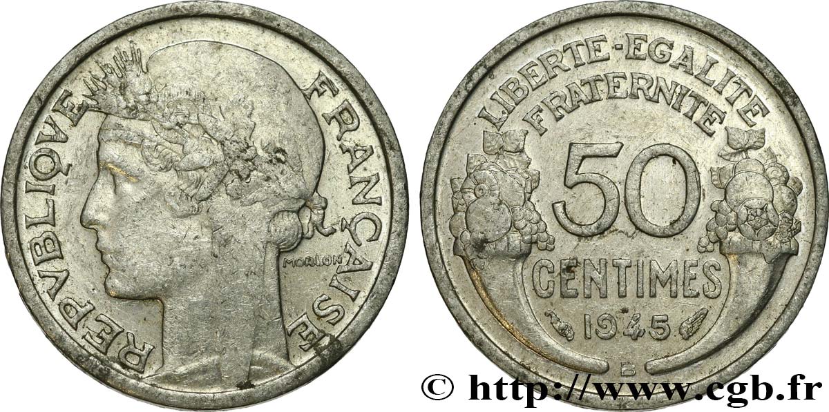 50 centimes Morlon, légère 1945 Beaumont-le-Roger F.194/6 SS50 