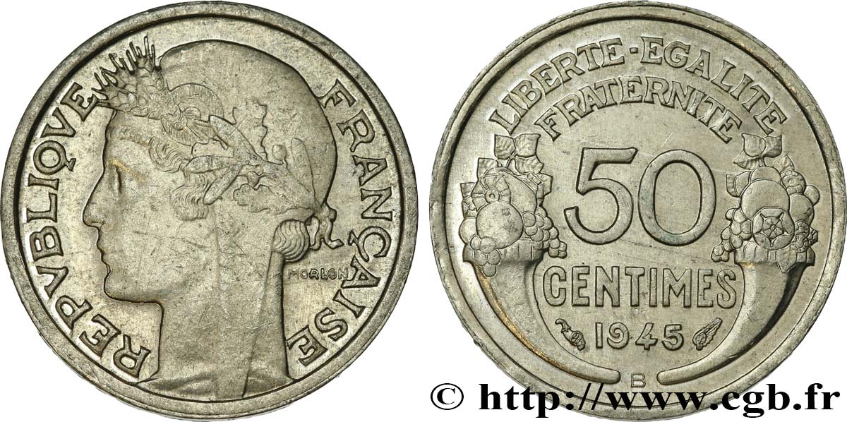 50 centimes Morlon, légère 1945 Beaumont-le-Roger F.194/6 SUP60 