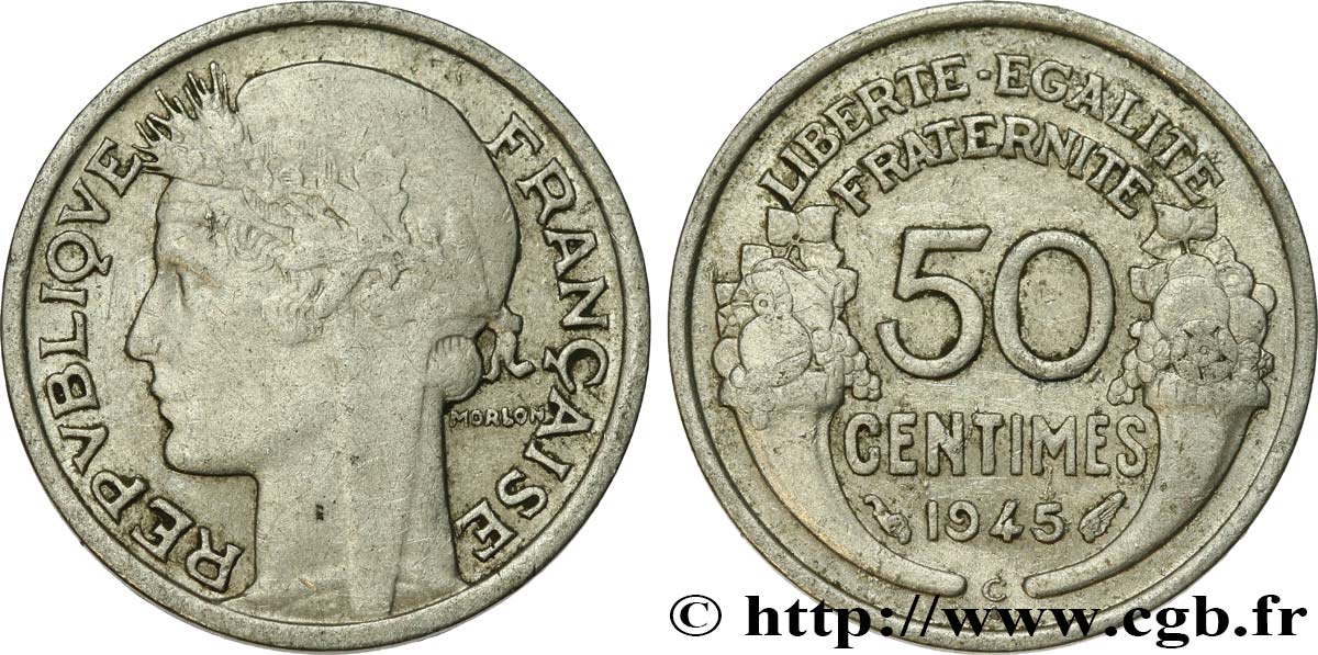 50 centimes Morlon, légère 1945 Castelsarrasin F.194/7 BB45 