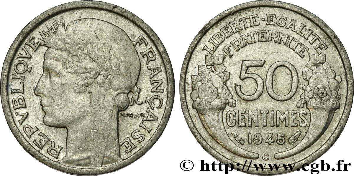 50 centimes Morlon, légère 1945 Castelsarrasin F.194/7 MBC48 