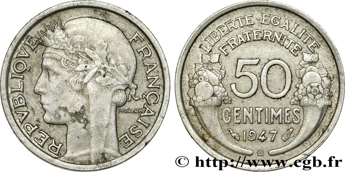 50 centimes Morlon, légère 1947 Beaumont-le-Roger F.194/11 MBC45 