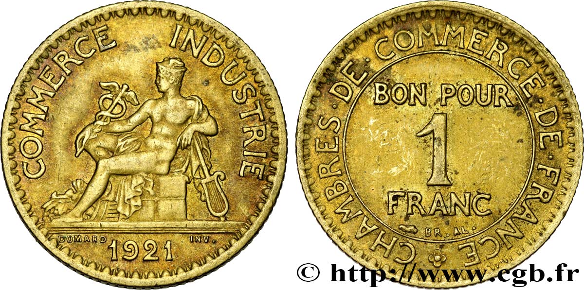 1 franc Chambres de Commerce 1921 Paris F.218/3 MBC50 
