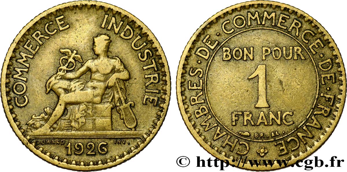 1 franc Chambres de Commerce 1926 Paris F.218/8 VF30 