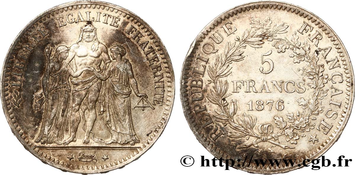 5 francs Hercule 1876 Paris F.334/17 MBC 