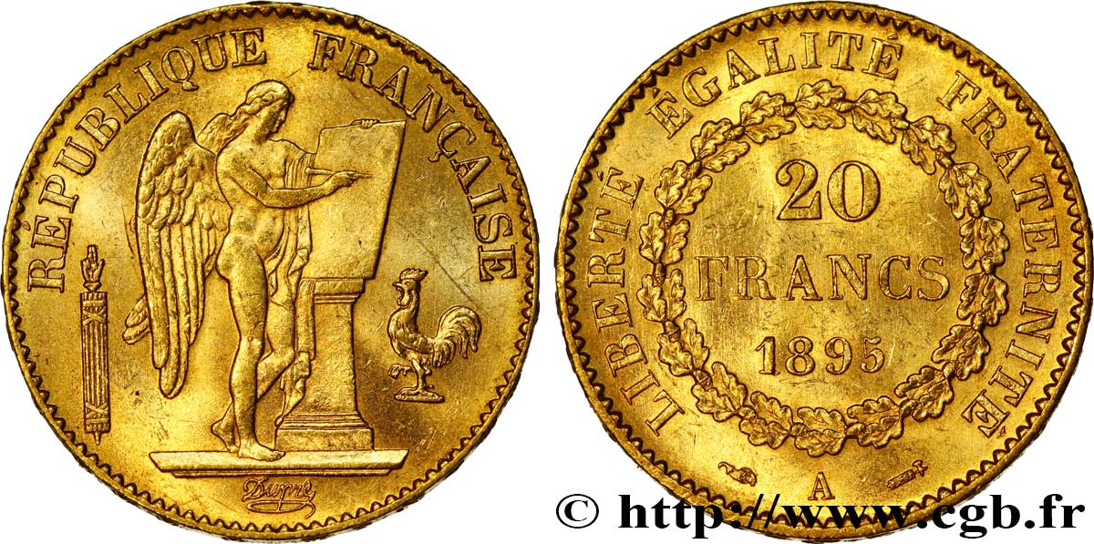 20 francs or Génie, IIIe République 1895 Paris F.533/19 VZ60 