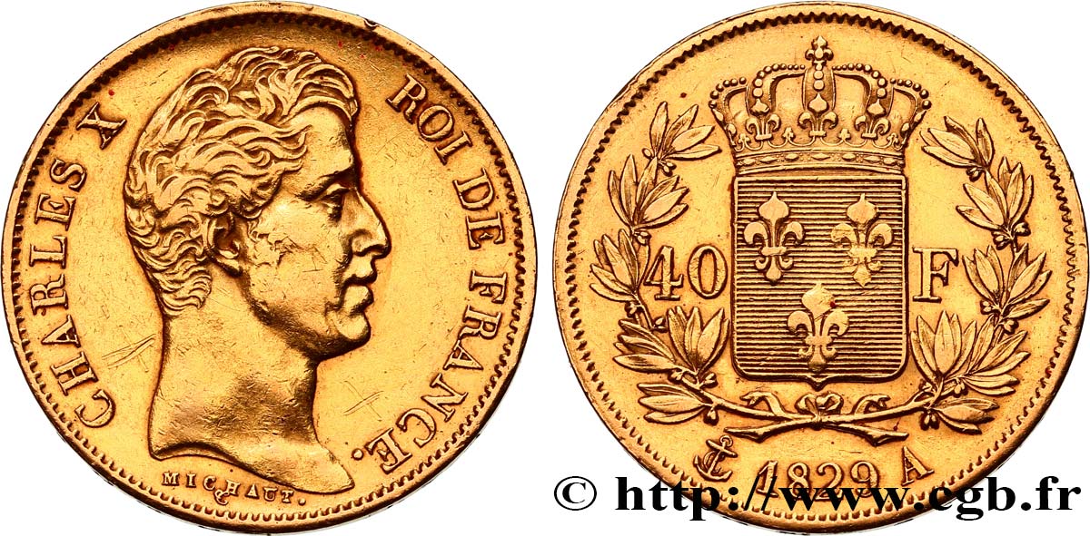 40 francs or Charles X, 2e type 1829 Paris F.544/4 MBC45 