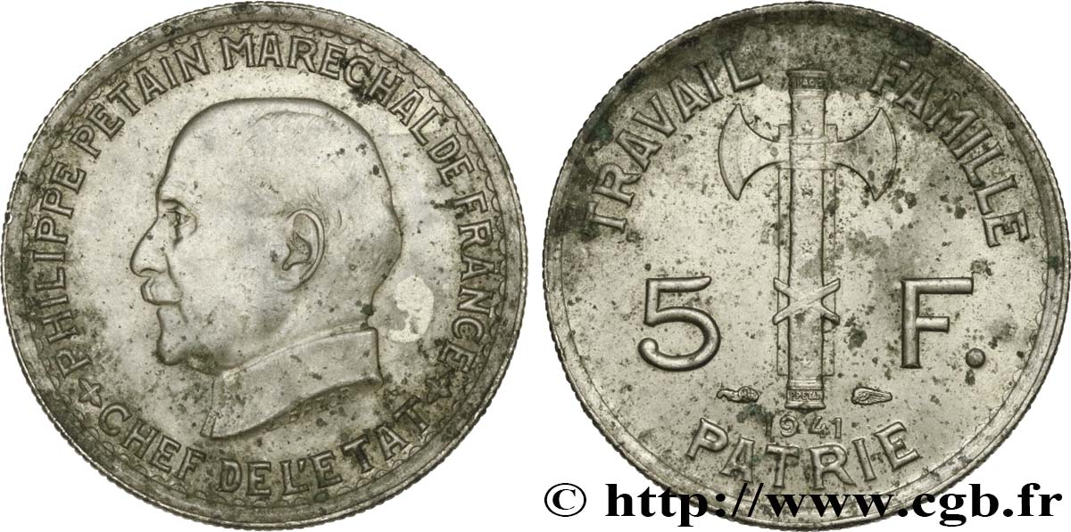 5 francs Pétain 1941  F.338/2 TTB 