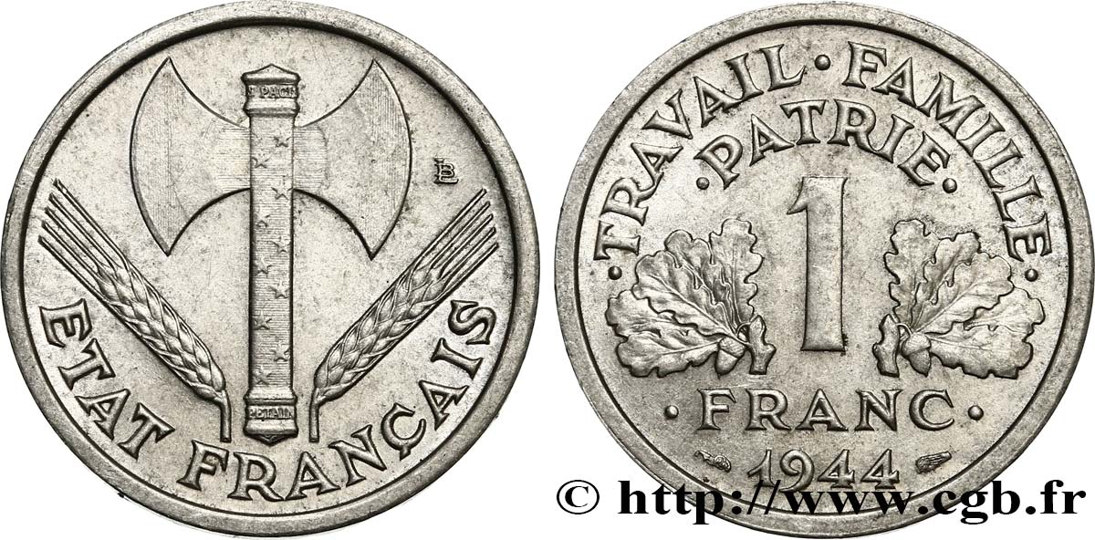 1 franc Francisque, légère 1944  F.223/5 VZ58 