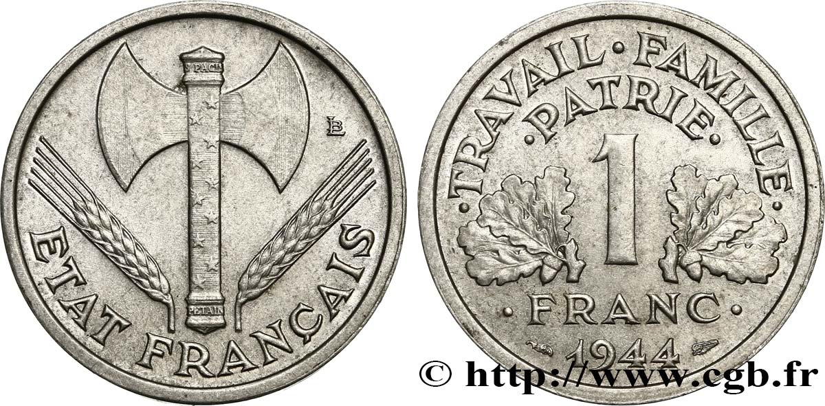 1 franc Francisque, légère 1944  F.223/5 SPL55 