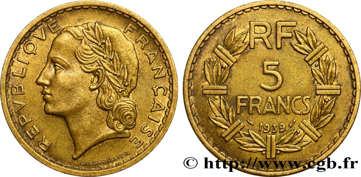 5 francs Lavrillier, bronze-aluminium 1939  F.337/3 XF48 