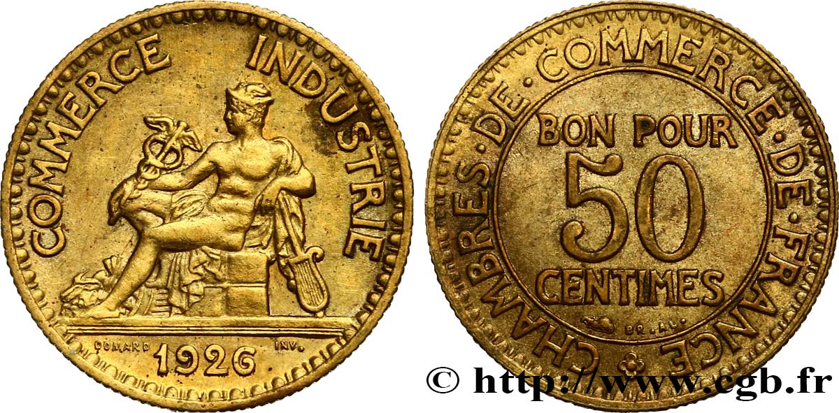 50 centimes Chambres de Commerce 1926 Paris F.191/8 TTB54 