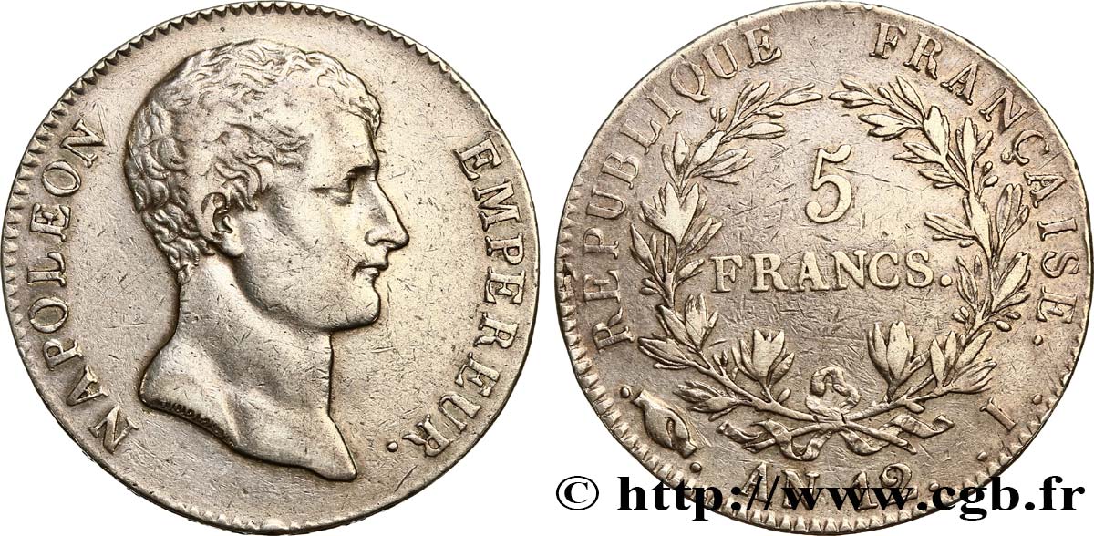 5 francs Napoléon Empereur, type intermédiaire 1804 Limoges F.302/5 S35 