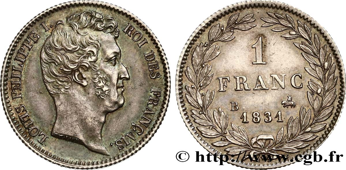 1 franc Louis-Philippe, tête nue 1831 Rouen F.209/2 EBC58 