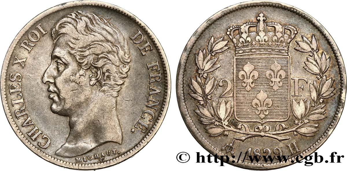 2 francs Charles X 1829 La Rochelle F.258/53 TB35 