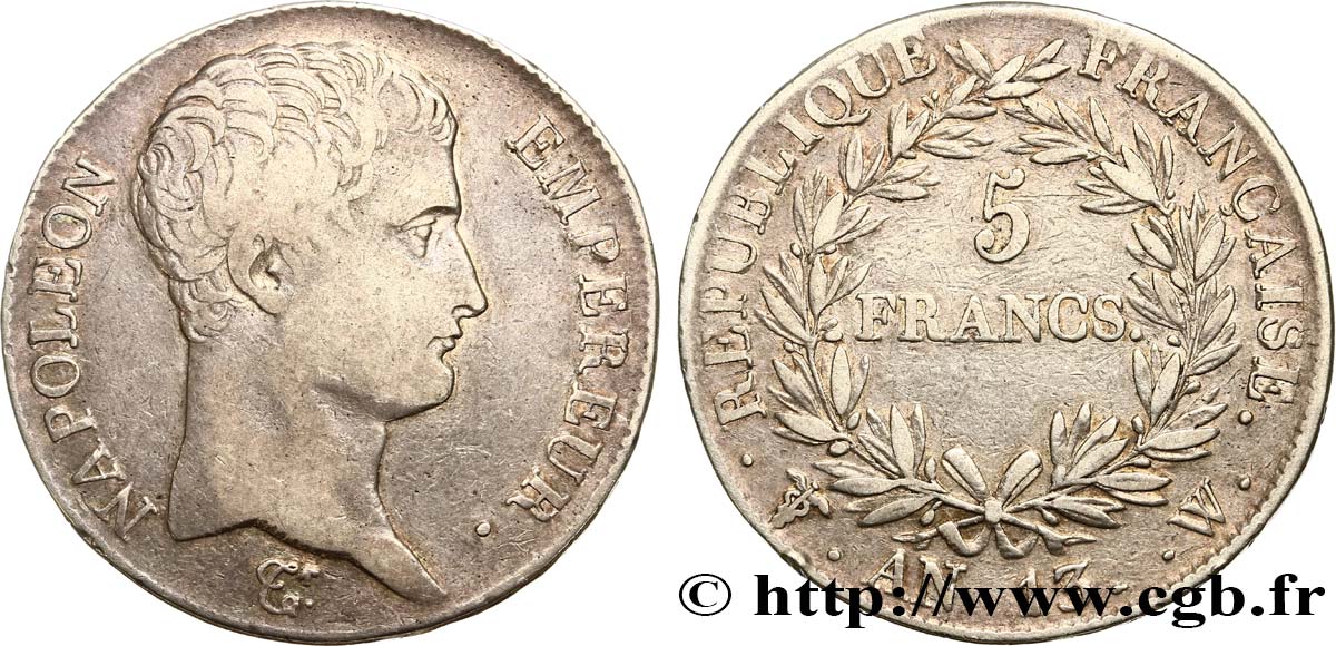 5 francs Napoléon Empereur, Calendrier révolutionnaire 1805 Lille F.303/18 S35 