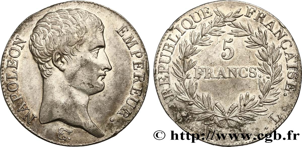 5 francs Napoléon Empereur, Calendrier révolutionnaire 1805 Bayonne F.303/25 TTB50 
